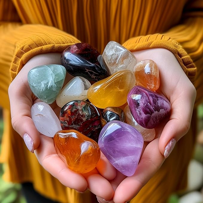 Polished Amethyst Crystal Stones - 2 Pcs of 1.2" Worry Stone for Anxiety, Pocket Palm Stone Super Large Handpicked Natural Tumbled Gemstones for Meditation, Reiki, Chakra Healing, Home Decor