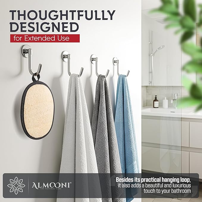 Sturdy Natural Loofah for Men, The Ultimate Men's Loofah Body Scrubber Made with Natural Egyptian Shower luffa Sponge, Bath Shower Sponge lufas for Men - 2 Count (1 Pack) - Black