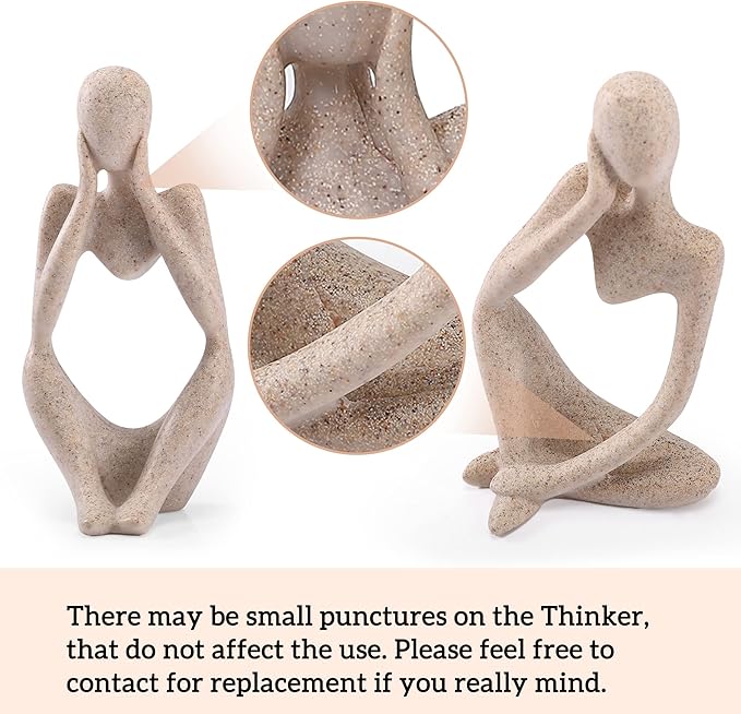 Thinker Statues and Sculptures,Sandstone Resin Thinker Statue Ornaments, Abstract Style Sculptures, Housewarming Gifts, Home Decorations, Living Room Desk Decor (Sandstone)