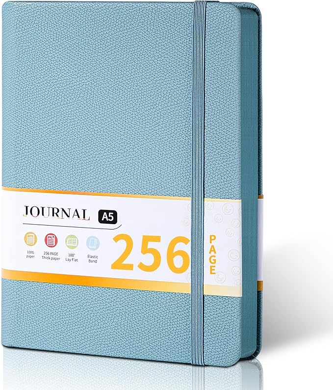 CAGIE Textured Hardcover Lined Journal for Women and Men, A5 Leather Journal Notebook with 256 Pages, 100GSM Paper – College Ruled Journaling Notebook for Writing, Work, School, Daily Diary