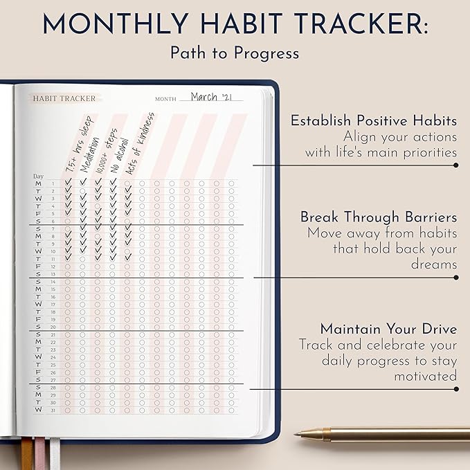 RYVE Daily Journal for Women – 6-Month Guided Gratitude Journal with Prompts, Affirmations, Mindfulness, Self-Reflection & Self-Care