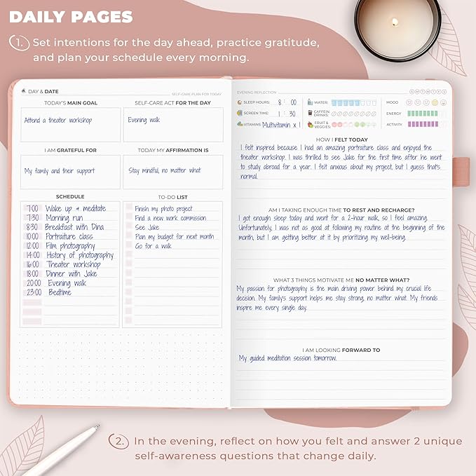 Clever Fox Self-Care Journal – Daily Reflection Notebook – Mental Health & Personal Development Planner, Meditation & Mood Log, A5 (Light Pink)