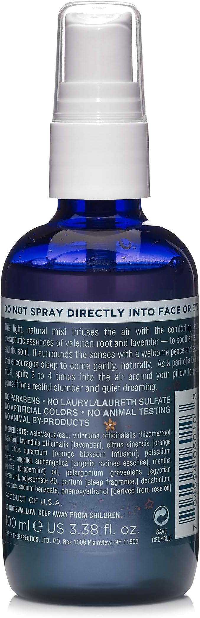 Earth Therapeutics Elixir of Dreams Pillow Mist – Natural Mist with Therapeutic Essences of Valerian Root & Lavender – Natural Relaxation Aid