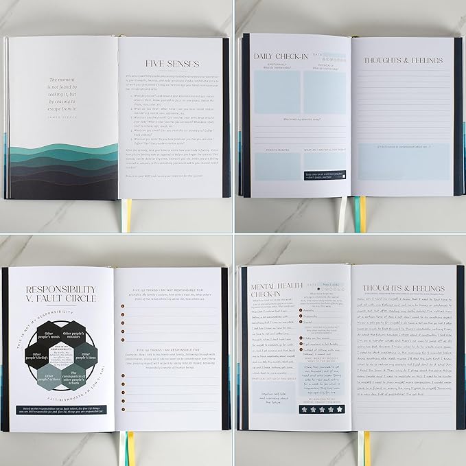 90-Day Guided Mental Health Journal for Anxiety, Mindfulness & Emotional Wellness โ Eco-Friendly Cover Made from Recycled Ocean Plastic โ Daily Prompts for Self-Care, Self-Reflection, Calm, Stress Relief & Inner Strength