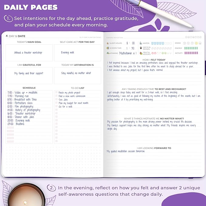 Clever Fox Self-Care Journal – Wellness & Daily Reflection Notebook – Mental Health & Personal Development – Self-Care, Meditation & Mood Journal for Women & Men – Large (Purple)