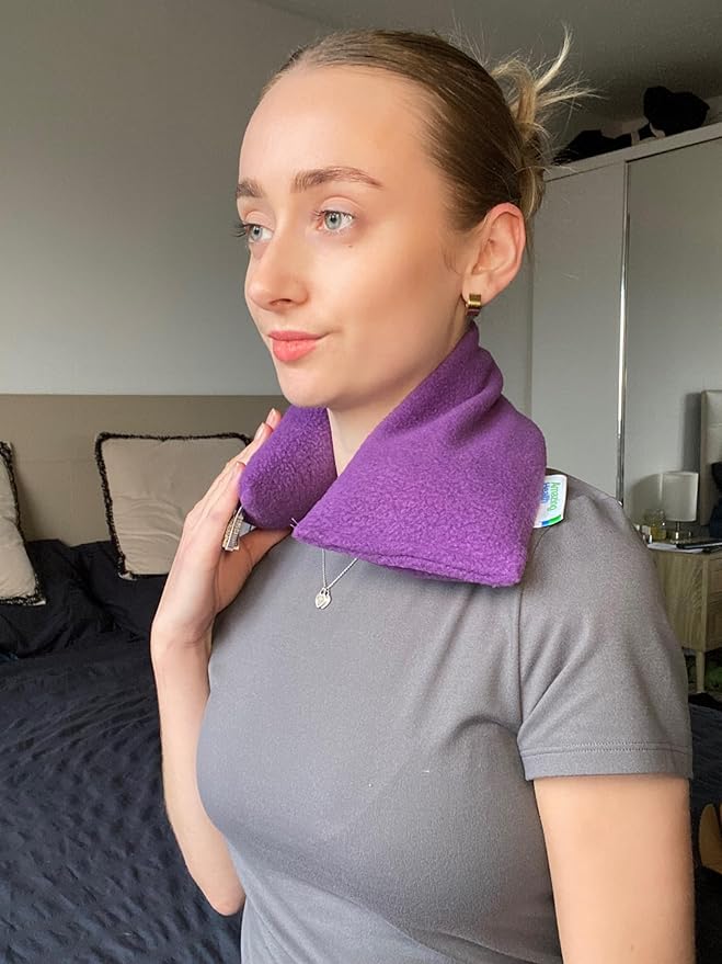 Microwavable Heating Pad for Neck, Back & Shoulders - Heating Bean Bag Microwavable Pillow - Cleaned Wheat & Lavender Aromatherapy Heating Pad Wrap - Amazing Health, Purple