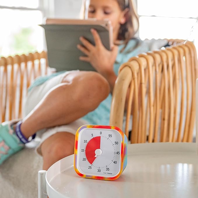 Time Timer MOD Tie Dye — Special Edition — Visual Timer for Kids Classroom Learning, Elementary Teachers Desk Clock, Homeschool Study Tool and Office Meetings with Silent Operation (Tie Dye)