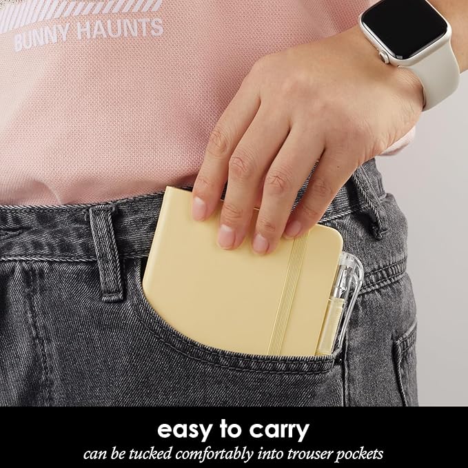 Small Notebook Journal with Pen, Mini Pocket Notepad for Women, Small Pocket Size Note pads for Note Taking, Pink, Yellow, Sky Blue Note Book