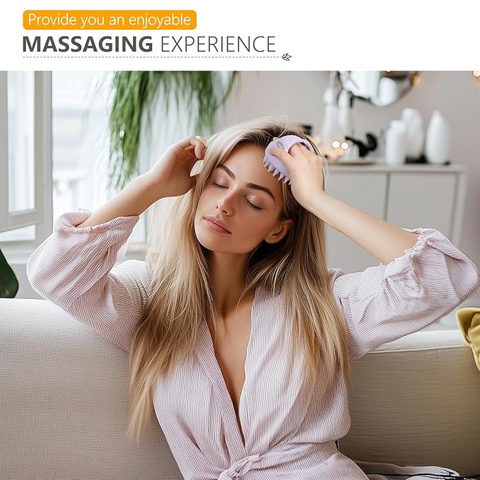 Sndyi Scalp Massager Shampoo Brush, Scalp Scrubber with Soft Silicone Bristles, Scalp Exfoliator for Dandruff Removal, Scalp Massager for Hair Growth, Wet Dry Hair Brush for Scalp Care, Taro Purple