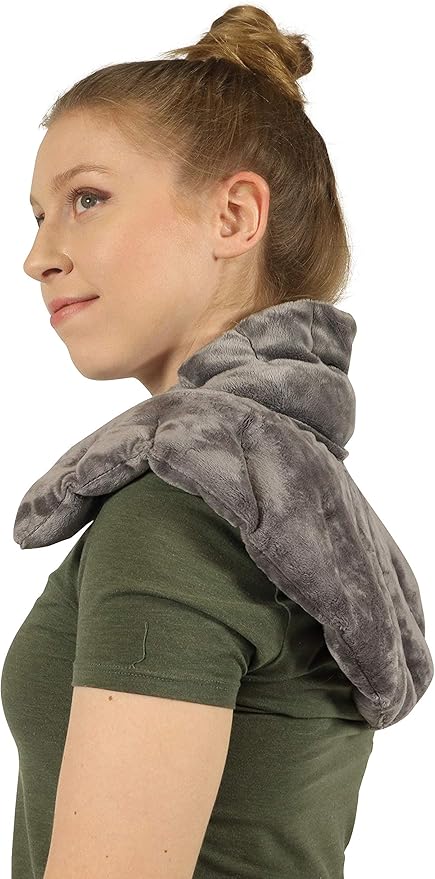 Mars Wellness Heated Microwaveable Neck and Shoulder Wrap - Herbal Hot/Cold Deep Penetrating Weighted Herbal Aromatherapy Shoulder and Neck Therapy Wrap - Made in The USA (Charcoal)