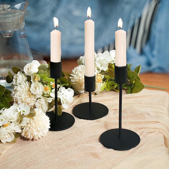 Black Candlestick Holders Bulk for Taper Candles Decorative Metal Candelabra Candle Holders Fit 0.8 Inch Diameter Candles Gold Taper Candle Stands for Wedding Home Party Table Decor (Set of 18)