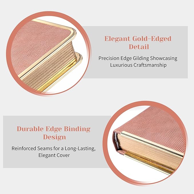 CAGIE Elegant Gold-Edged Journal for Women โ Aesthetic Vegan Leather A5 Notebook, 256 Pages 100GSM Thick Paper Hardcover Diary, Gift Journals for Writing