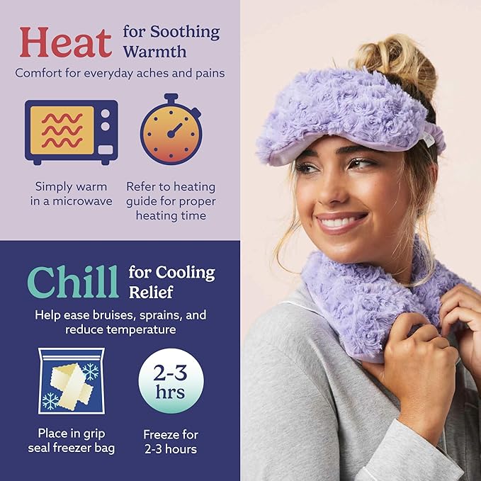 warmies Microwavable Neck & Shoulder Wrap - Heating & Cooling Plush Pad for Calming Relaxation - Weighted & Heated Neck Warmer with Scented Lavender - Microwave Heat Pad for Aches & Pain - Purple