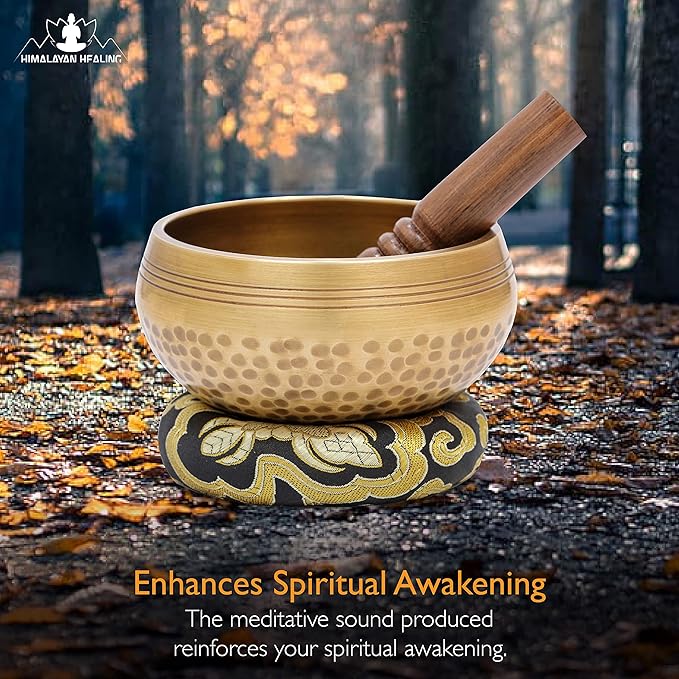 Tibetan Singing Bowls Set~ Meditation Sound Bowl hand Hammered in Nepal For Yoga, Meditation, Mindfulness, Healing & Chakra balancing~ (4 inch (Black Cushion))