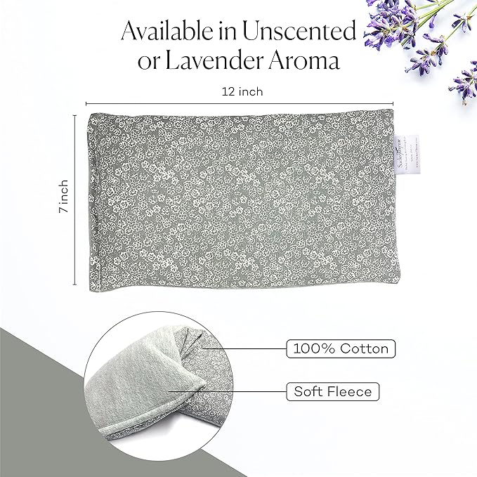 SacksyThyme Microwave Heating Pad for Back, Neck, Menstrual Cramps, Shoulders, Leg Pain Relief - Hot Moist Microwavable Therapy Pack - Flaxseed Hot & Cold Pad Made in USA (Size: 12 x 7) Lavender