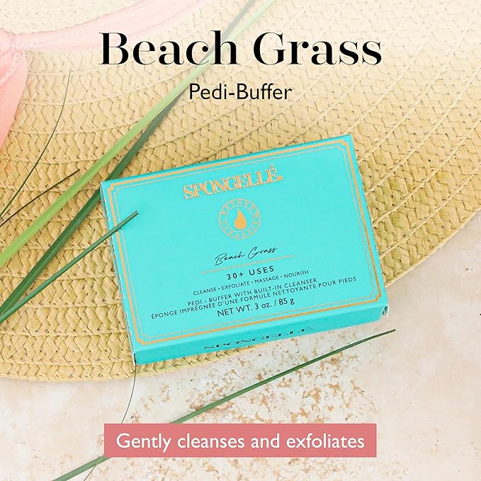 SPONGELLÉ Pedi-Buffer - Cleanse, Exfoliate & Polish Feet - Beach Grass