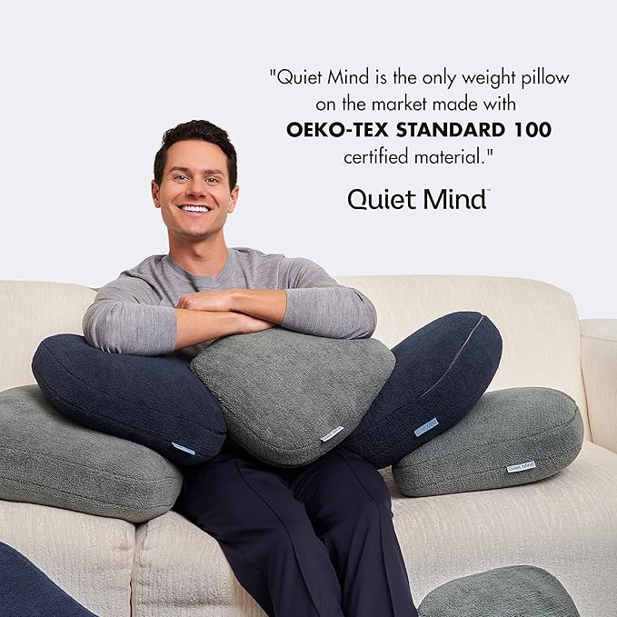 Quiet Mind Weighted Pillow for Adults 12 Lbs - Get Better Sleep - Sustainably Made and Chemical Free - Machine Washable (Large, Cashew)