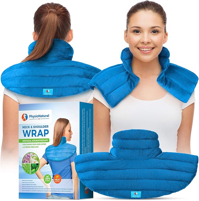 Weighted Neck and Shoulder Wrap - Instant Relief for Tension and Stress, Migraines, Headaches, Aches, Spasms, Arthritis, Stiffness - Deep, Penetrating Muscle Relaxation with Herbal Aromatherapy