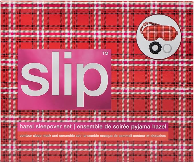 Slip Pure Silk Beauty Sleepover Set: Includes Hazel Contour Mask for Delicate Lashes, Black Large Scrunchie & White Skinny Scrunchie (Limited Edition)