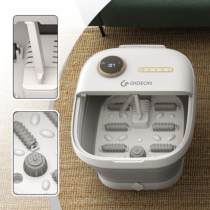 GIDEON Foot Spa Massager & Heated Foot Bath, Luxury Therapeutic Massager with Lights and Bubbles