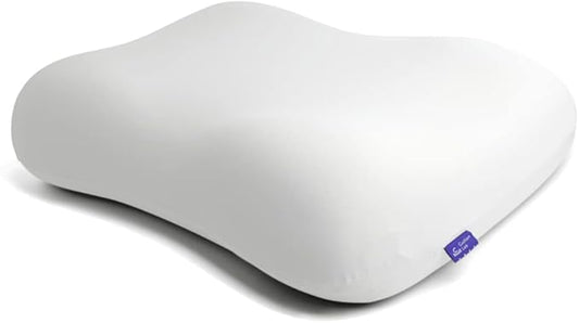 C CUSHION LAB Deep Sleep Pillow, Patented Ergonomic Contour Design for Side & Back Sleepers, Orthopedic Cervical Shape Gently Cradles Head & Provides Neck Support & Shoulder Pain Relief - Calm Grey
