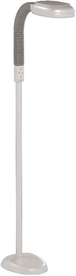 Verilux SmartLight Full Spectrum LED Modern Floor Lamp with Adjustable Brightness, Flexible Gooseneck and Easy Controls - Reduces Eye Strain and Fatigue - Ideal for Reading, Artists, Craft (White)