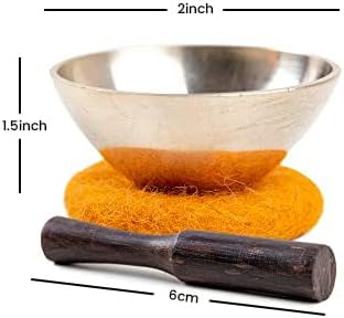 Mini Tibetan Singing Bowl Set - Cute Yoga Gift | Easy to Carry | Unique Sound Bowl Made of Bronze, Authentic Handcrafted Small Singing Bowl for Meditation and Healing - by Himalayan Bazaar (2-Inch)