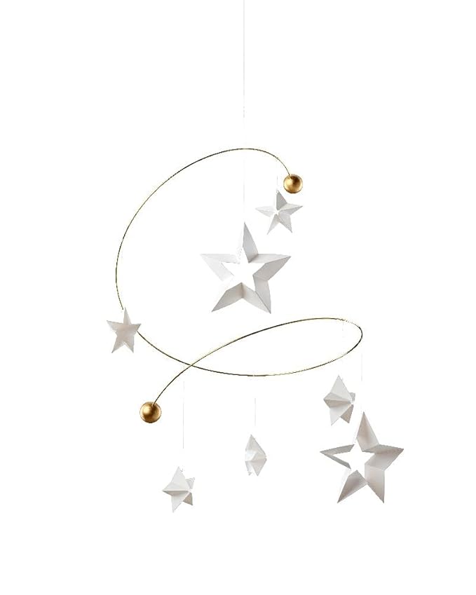 Starry Night 7 Mobile with 7 Hanging Stars - f163b - 11 inches - Handmade in Denmark by Flensted