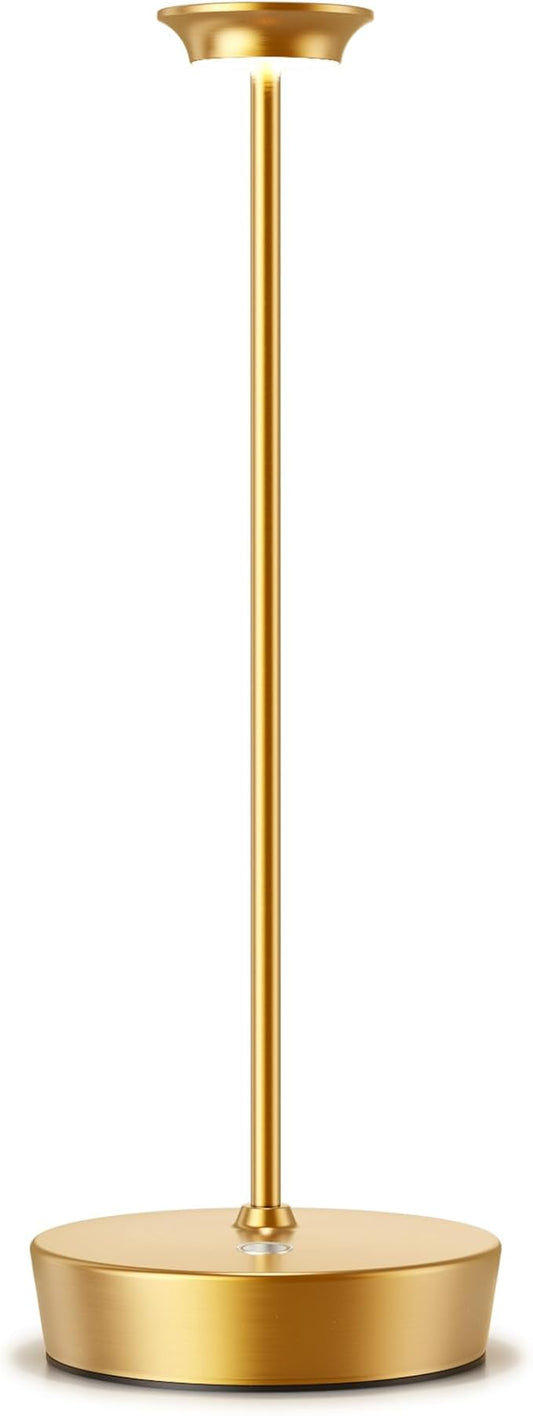 YHT Cordless LED Table Lamp Set of 2, Outdoor Portable LED Table Lamp, Dimming 6000mAh Battery Waterproof Table Light for Restaurant, Patio, Dinner, Bedroom (Gold)