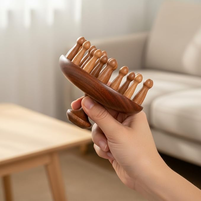 Manual Scalp Massagers, 3 Pack Wooden Head Scalp Massager Comb, Portable Massage Tool