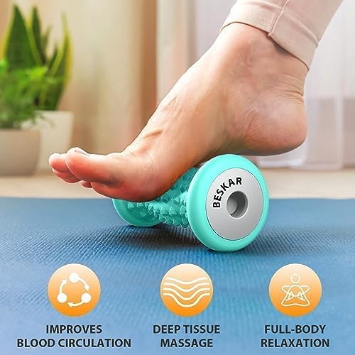 BESKAR Foot Massage Roller for Plantar Fasciitis Relief, Portable Deep Tissue Muscle Massage, Arch and Heel Pain Relief, Trigger Point Therapy Reflexology Tool