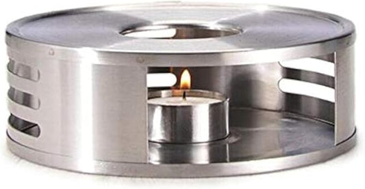 Teabloom Modern Tea Trivet - Stainless Steel Trivet and Teapot Warmer with Tea Light Candle