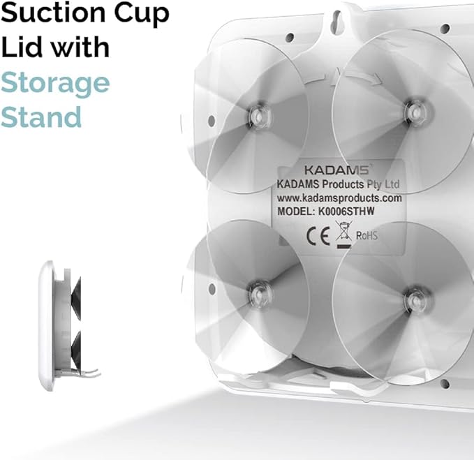 KADAMS Bathroom Clock 9.5" Kitchen Wall Clock with Large LCD Screen – Shower Clock with Suction Cup,Temperature, Humidity, Calendar – Water-Resistant, 4 Mounting Options, White