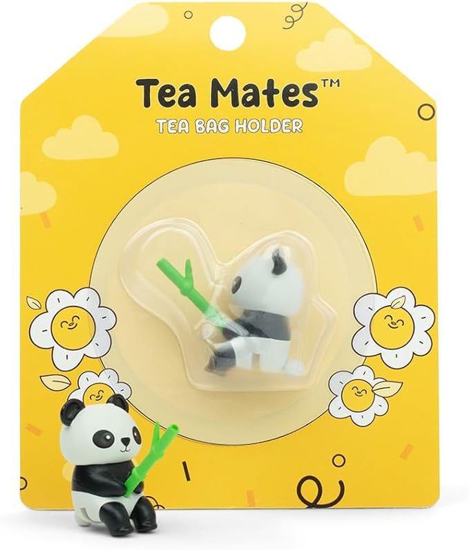 Tea Mates - 1pc Cute Fishing Panda - Tea Bag Holder and String Rest - Tea Accessory for Cup and Mug - Unique Funny Novelty Toy Gift Idea - Animal Figurine Drink Marker