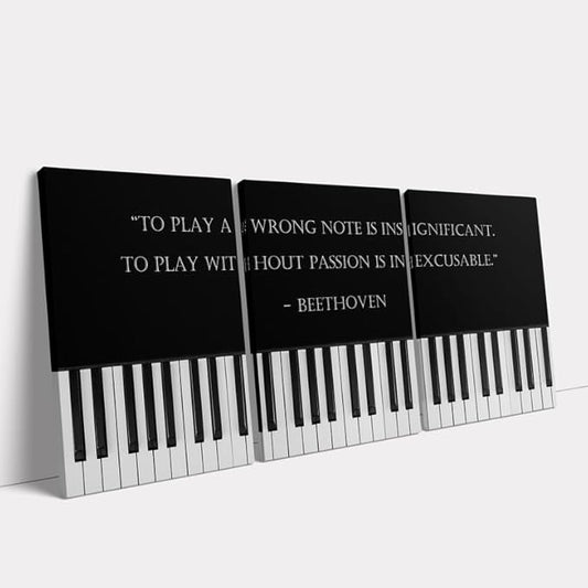 KAWAHONE Motivational Quote Wall Art Playing w/o Passion is INEXCUSABLE Encouraging Inspirational Wall Print Positive Quotes Wall Art With Beethoven Quotes Is for Office Bedroom Living Room Classroom