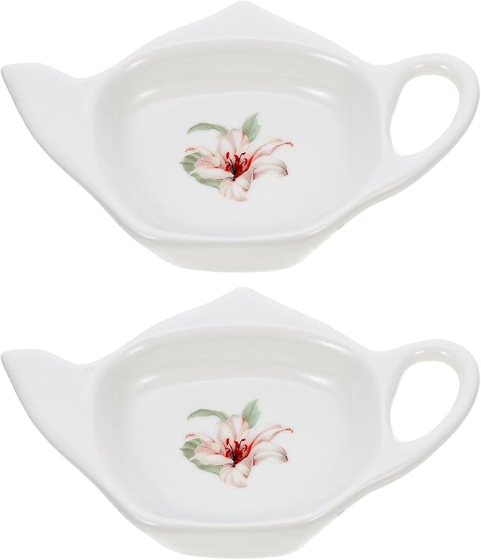 Ceramic Tea Bag Holder Tea Bag Coasters: 2Pack Teapot-Shaped Spoon Rests Tea Bag Storage Rack Classic Teabag Holder Saucer