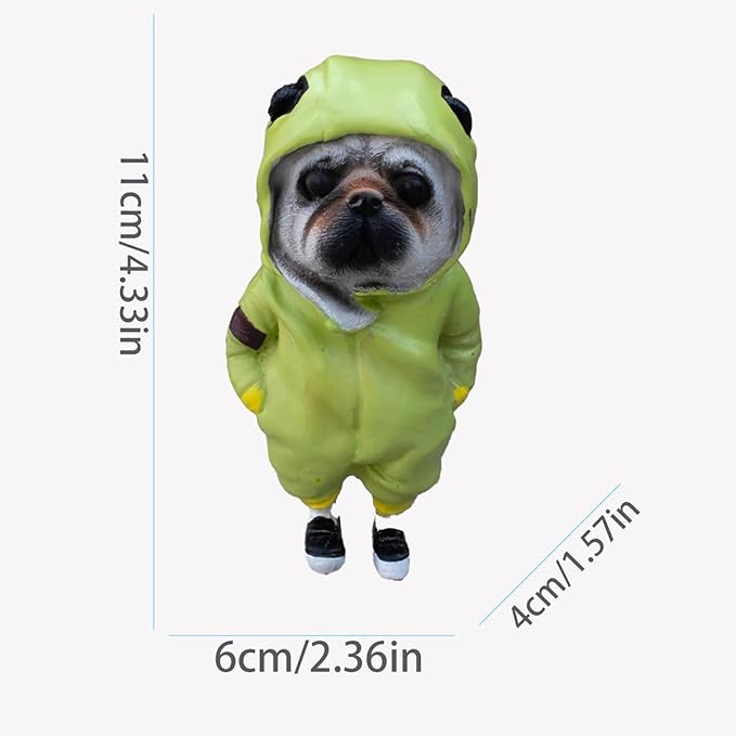 Cute Resin Backpack Dog Statue Crafts Living Room Desktop Decorations,Handmade Casual Small Resin Animal Statue Ornament Home Decor Green