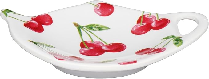 Supreme Housewares Cherry Tea Bag Holders, Teapot Shaped Tea Bag Coasters Spoon Rests Saucer Seasoning Dish Set, Red, 4 x 3 Inch, Set of 4