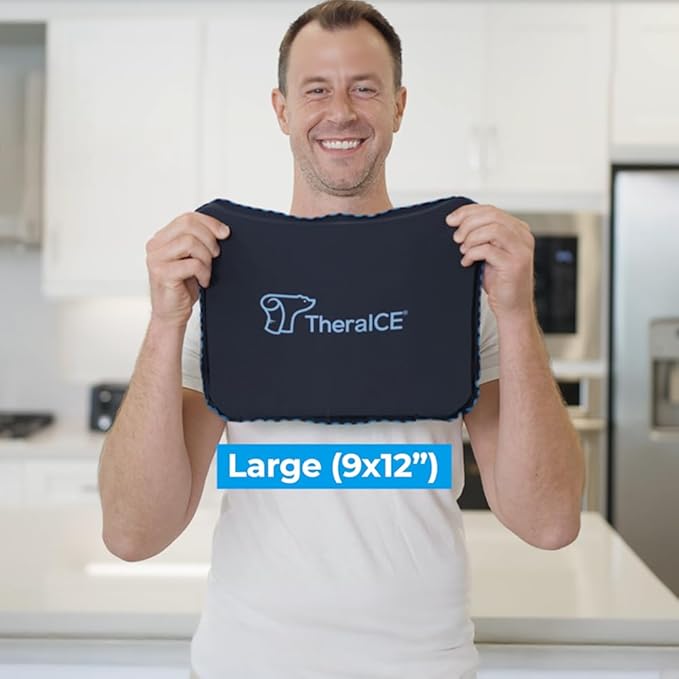 TheraICE PROpack Ice Pack for Injuries, Reusable Soft Multipurpose Cold Gel Ice Pack for Muscular Back Pain, Shoulder, Hip, Knee - Flexible Cold Compress Wrap for Minor Aches & Pains - 9 x 12