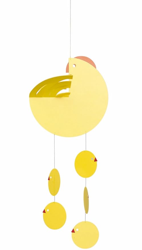 Easter Mother Hen Yellow Hanging Mobile - 16 Inches - Handmade in Denmark by Flensted