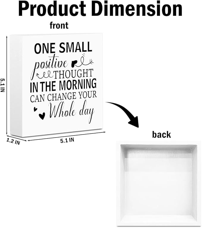 Motivational Gifts Wooden Box Sign, Positive Quotes Desk Decorations for Women Office Decor Rustic Farmhouse Home Classroom Table Women Desk Book Shelf Office Decor Wood Block Plaque