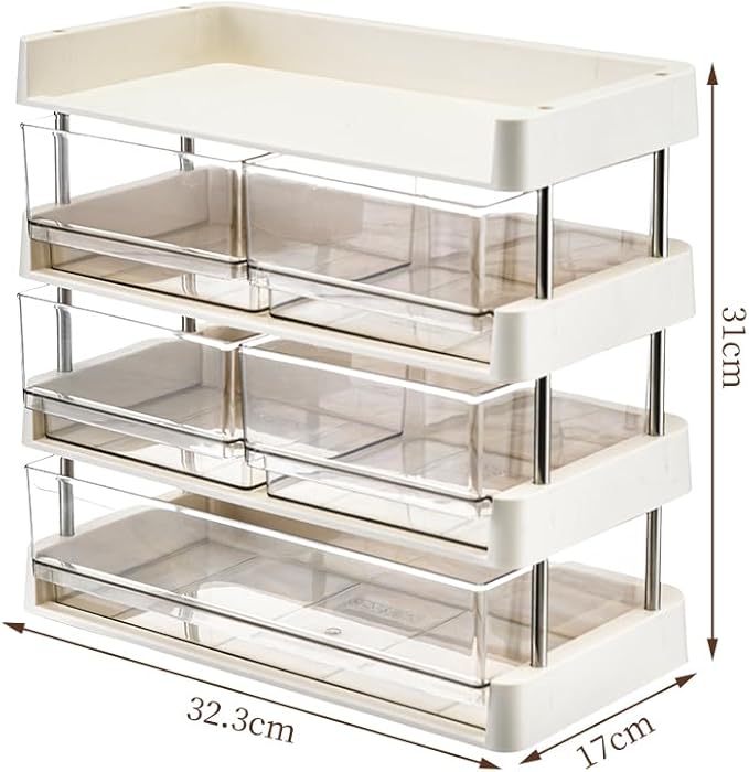 4-Tier Tea Storage Organizer, Clear Acrylic Drawers, Kitchen Counter Display Box, 12.7 x 22 x 32.3 inches (4-layer)