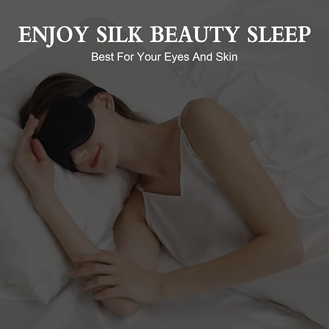 ZIMASILK Adjustable 22 Momme 100% Pure Mulberry Silk Sleep Mask, 3D Contoured Cup Eye Mask for Sleeping, Super Soft Breathable Blindfold, Perfectly Blocks Light for Sleeping. (Plum Wine)