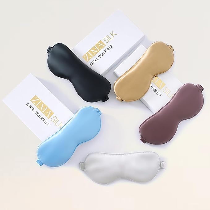 ZIMASILK Adjustable 100% 22 Momme Mulberry Silk Sleep Mask for Sleeping, Filled with Premium Mulberry Silk, Softest & Breathable Eye Sleeping Mask (Leopard - Black Pink)