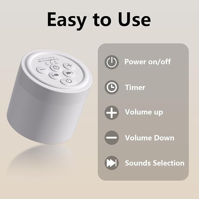 Sound Machine Mini White Noise Machine with 30 Soothing Sounds for Newborn Baby Kids Adults Portable Rechargeable Sleep Brown Noise Machine 4 Timers Memory Function for Travel Camping Home Office