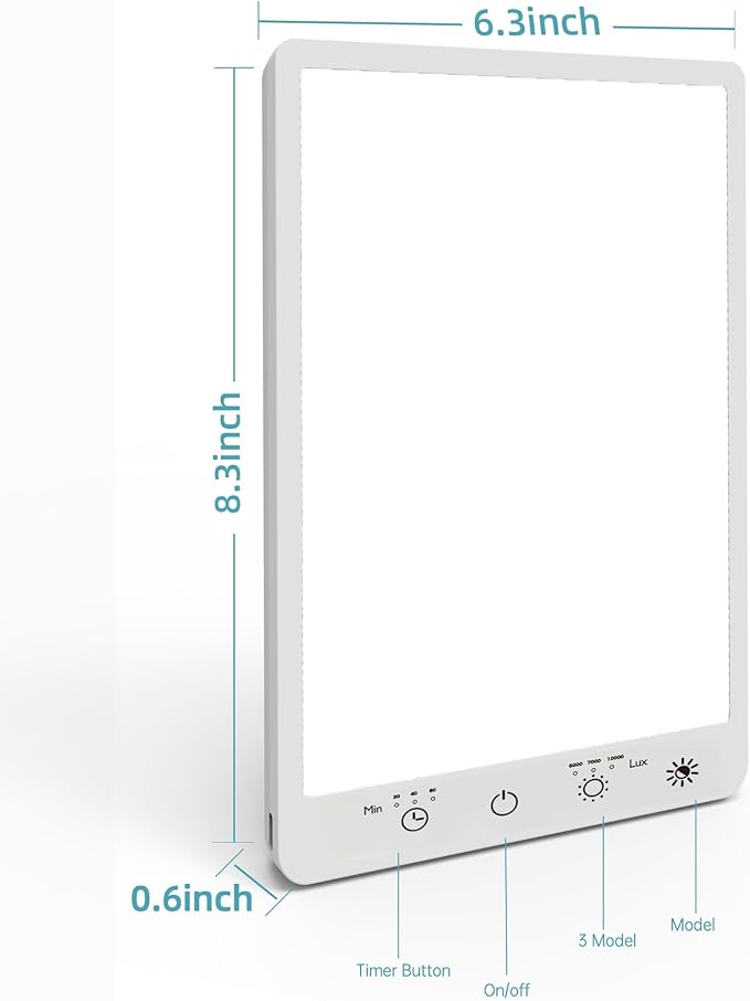 Light Therapy Lamp,10000 Lux UV-Free Full Spectrum Touch Control Daylight Lamp for Home & Office Use,3 Timing & 3 Mode Sunlight Lamp Settings with Memory