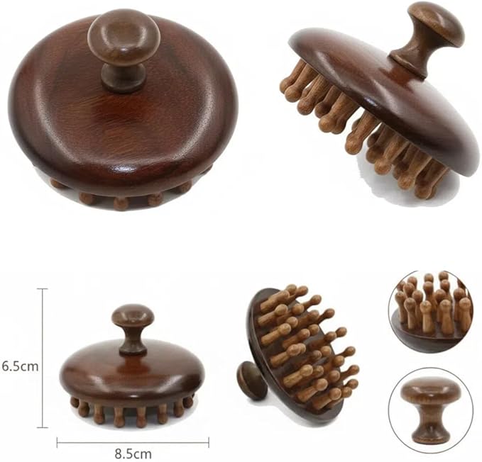 Manual Scalp Massagers, 3 Pack Wooden Head Scalp Massager Comb, Portable Massage Tool