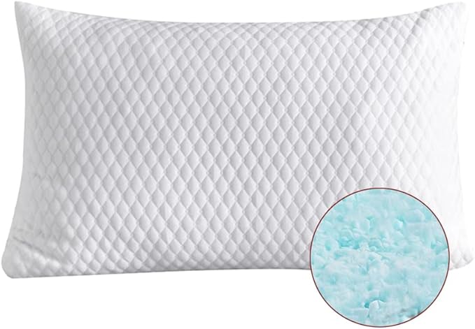NTCOCO Pillow, Shredded Memory Foam Bed Pillows for Sleeping, with Washable Removable Cooling Hypoallergenic Sleep Pillow for Back and Side Sleeper, King (1-Pack)