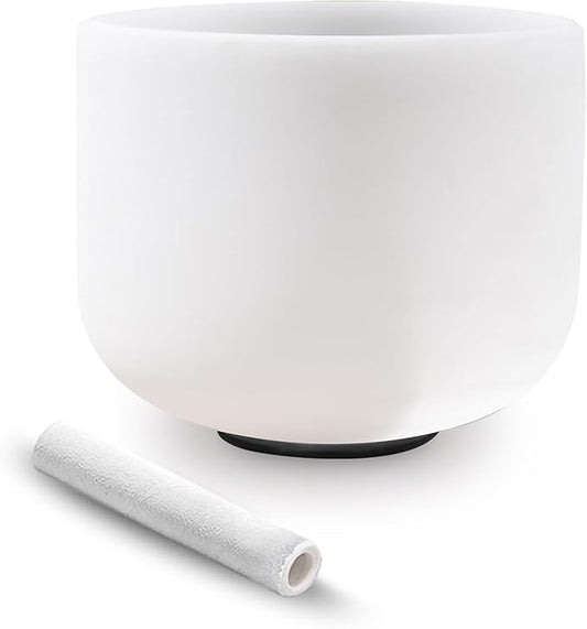 Ryan Dvan 432Hz 8 Inch B Note Crystal Singing Bowl for Healing Mindfulness Meditation Yoga Sound Baths with Case Mallet Suede Striker