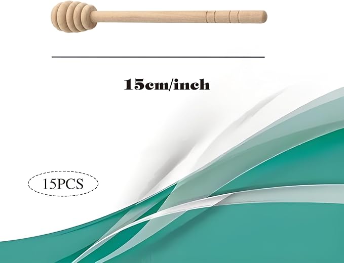 Wooden Honey Dipper Stirrer,6inch Honey Stirrer Stick for Honey, Wedding Party,15 PCS